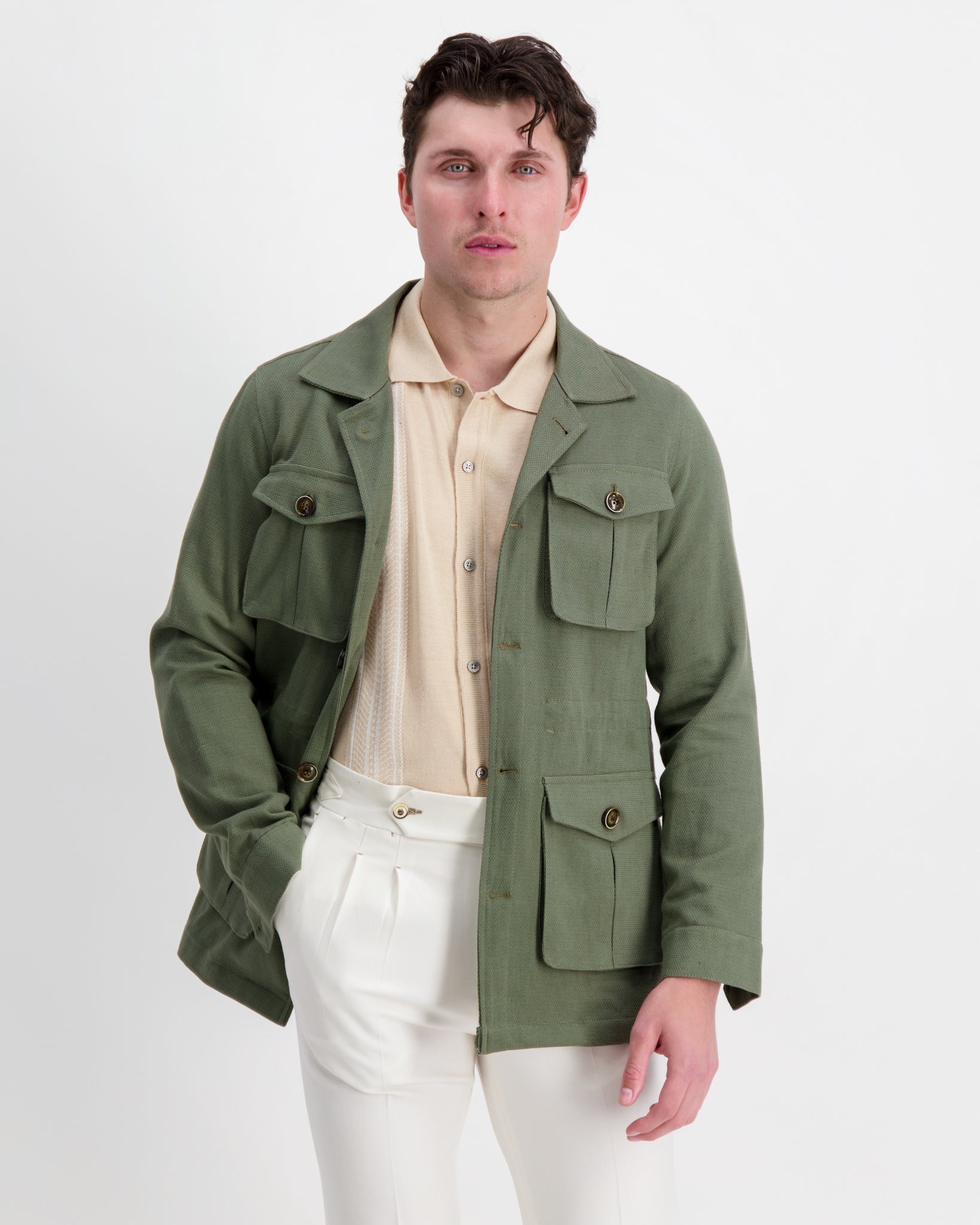 The Tuscany Knitted Polo Shirt - Creme