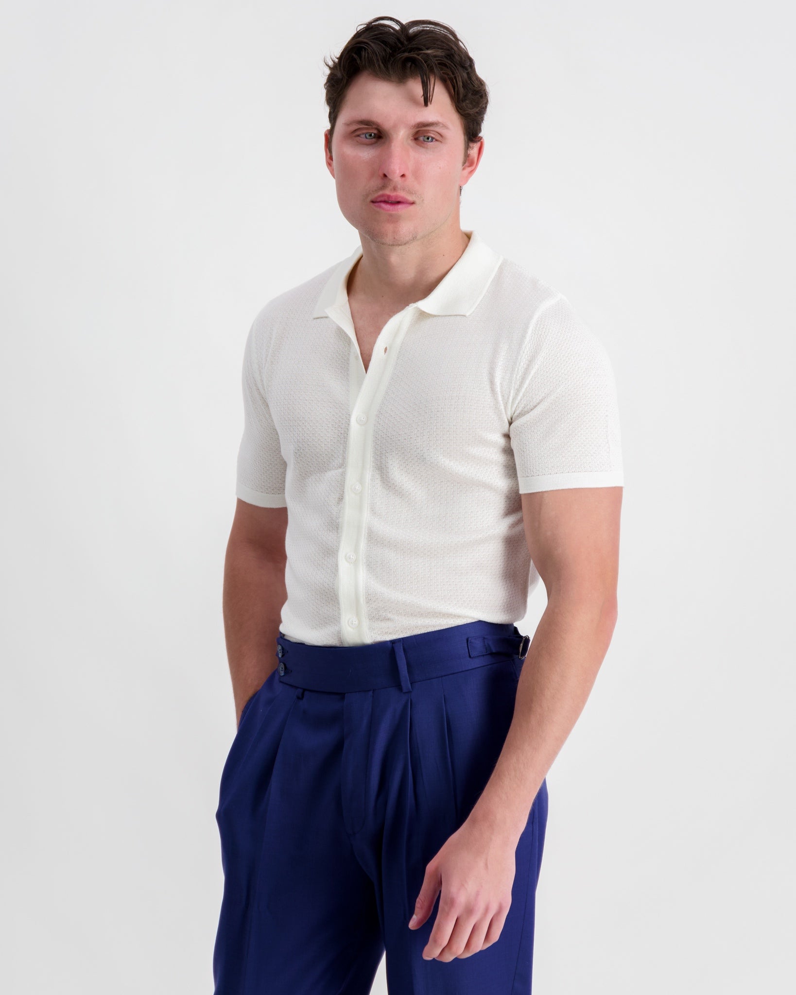 The Brando Knitted Polo Shirt - White