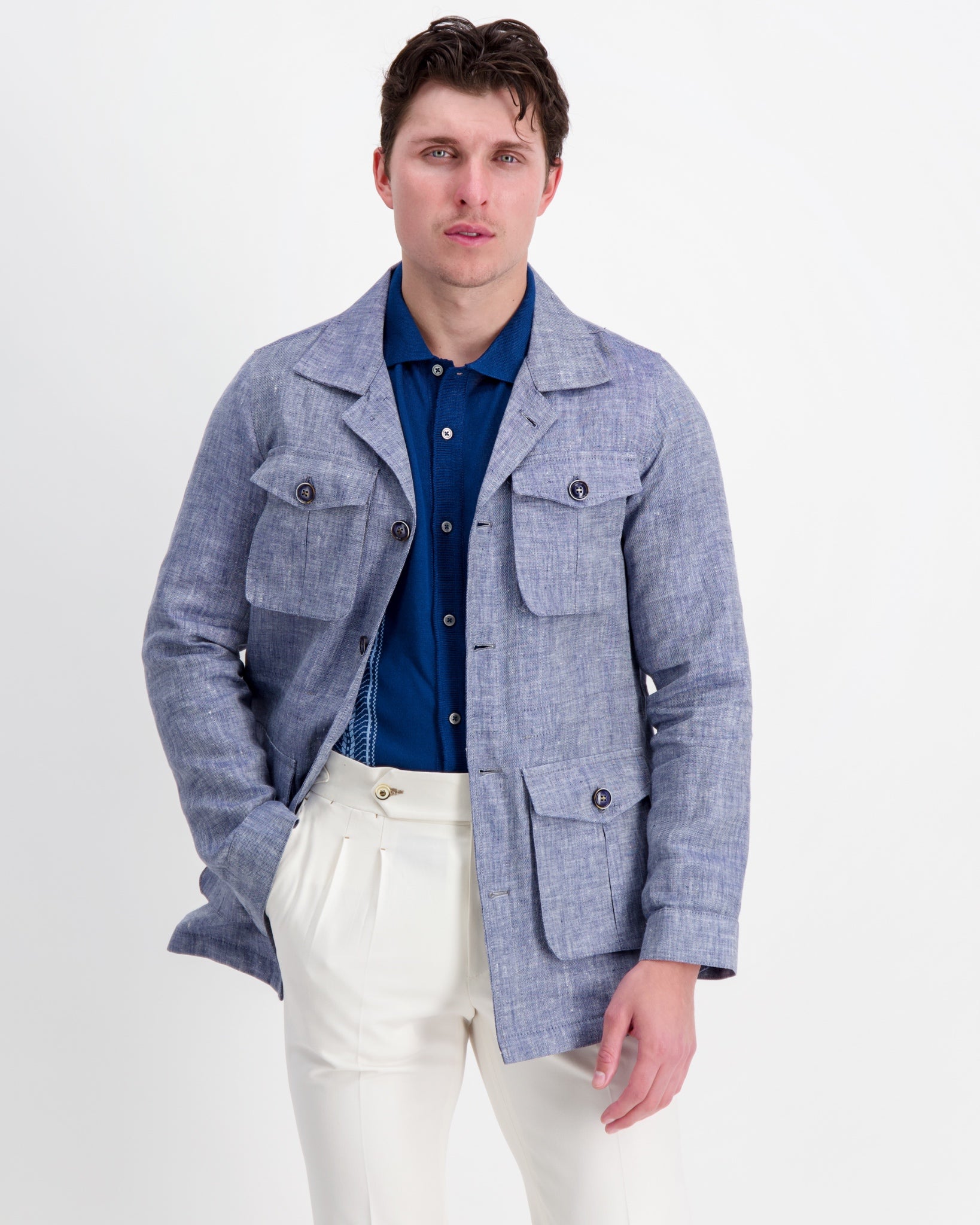 The Fasone Knitted Polo Shirt - Navy