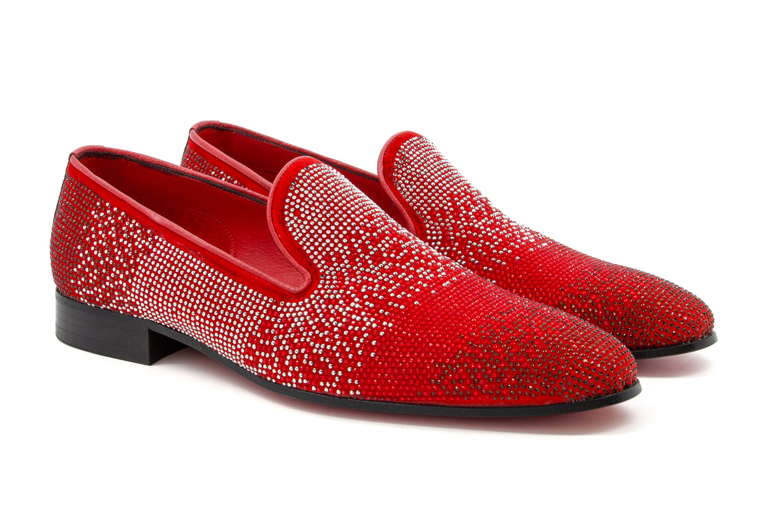The Mandana Diamond Loafers - Red - URBBANA Handmade Footwear