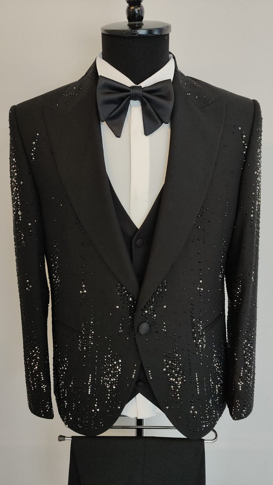 The Roc Meteor Rain Ceremonial 3pc Suit - Black/Silver beaded