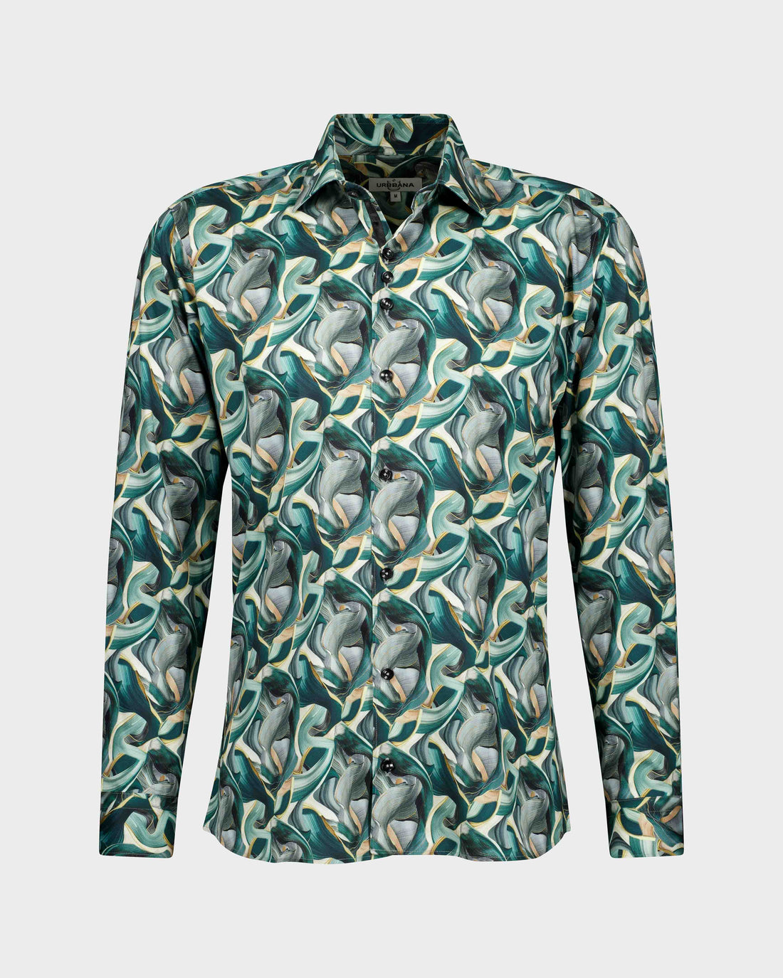 Stylish Green and Gold Shirt with Decorative Art Nouveau Elements