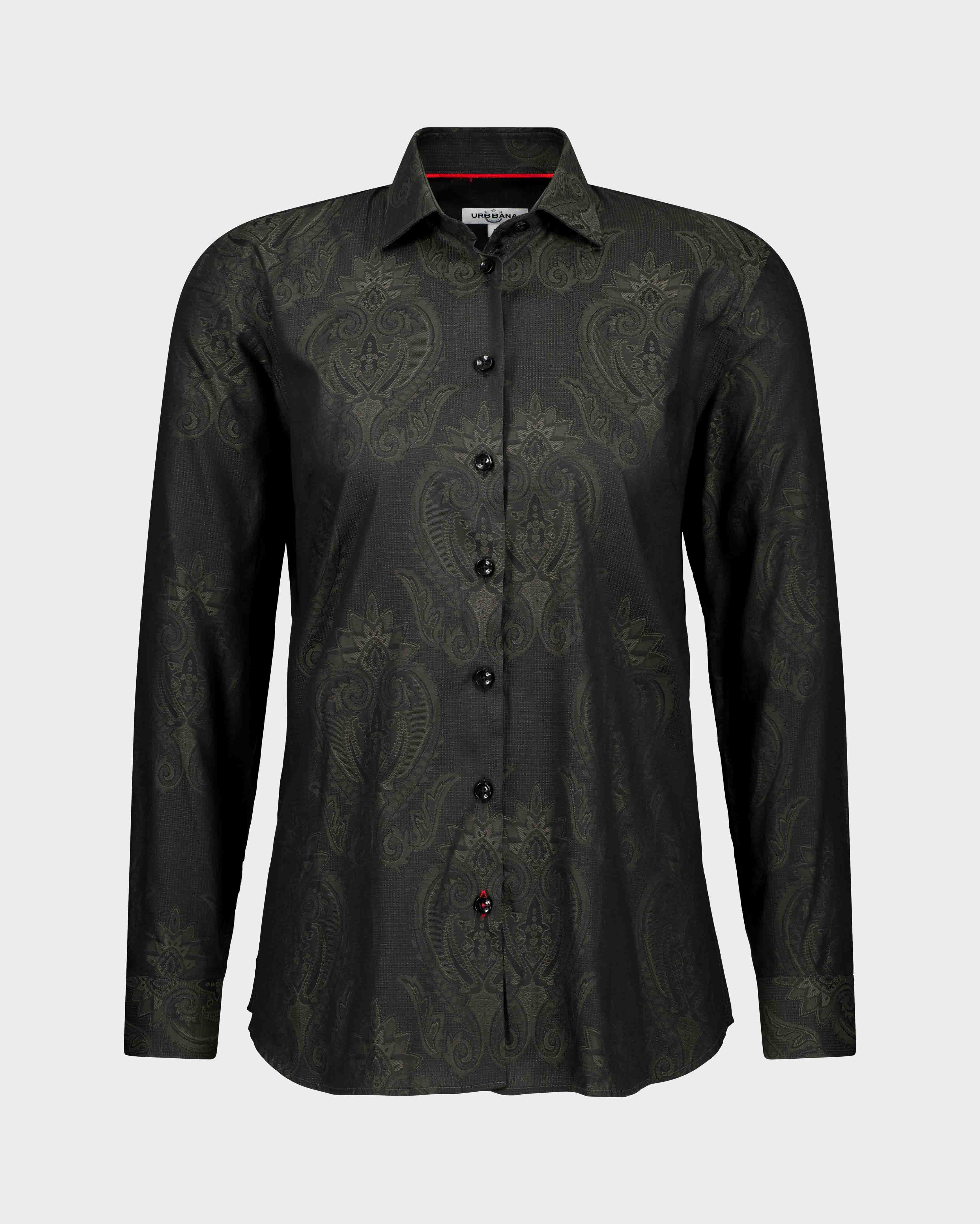 Damask Jacquard Woman’s Shirt - Black