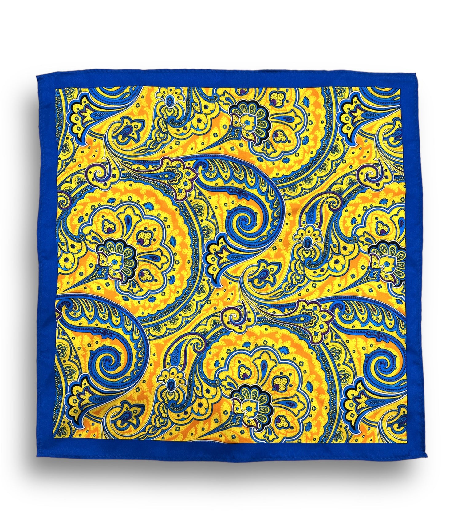 Pocket Square - Blue & Yellow Paisley - by Urbbana
