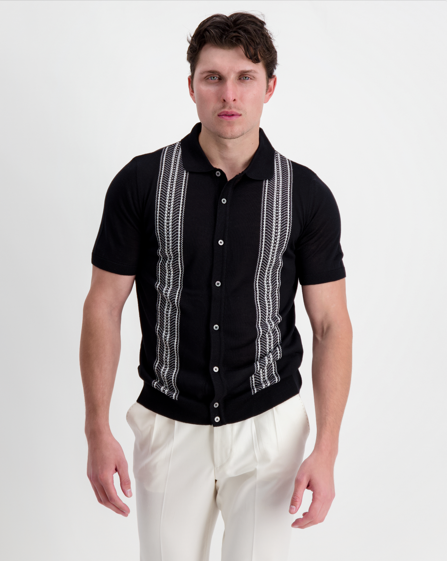 The Marlon Knitted Polo Shirt - Black