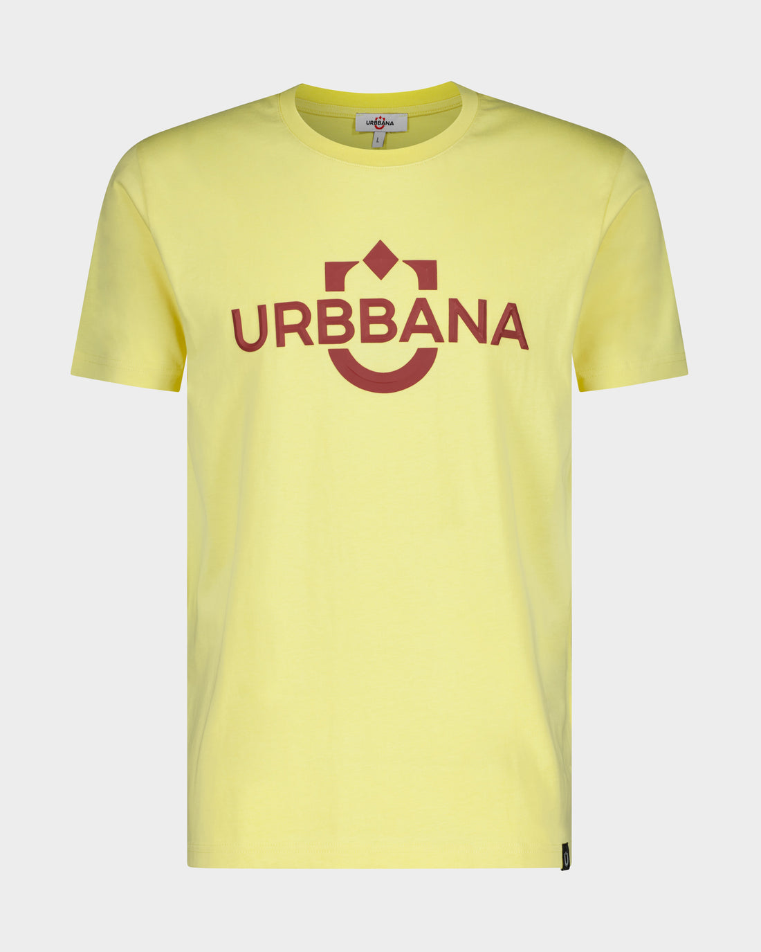 3D Rubber Embossed URBBANA T Shirt - Yellow/Burgundy
