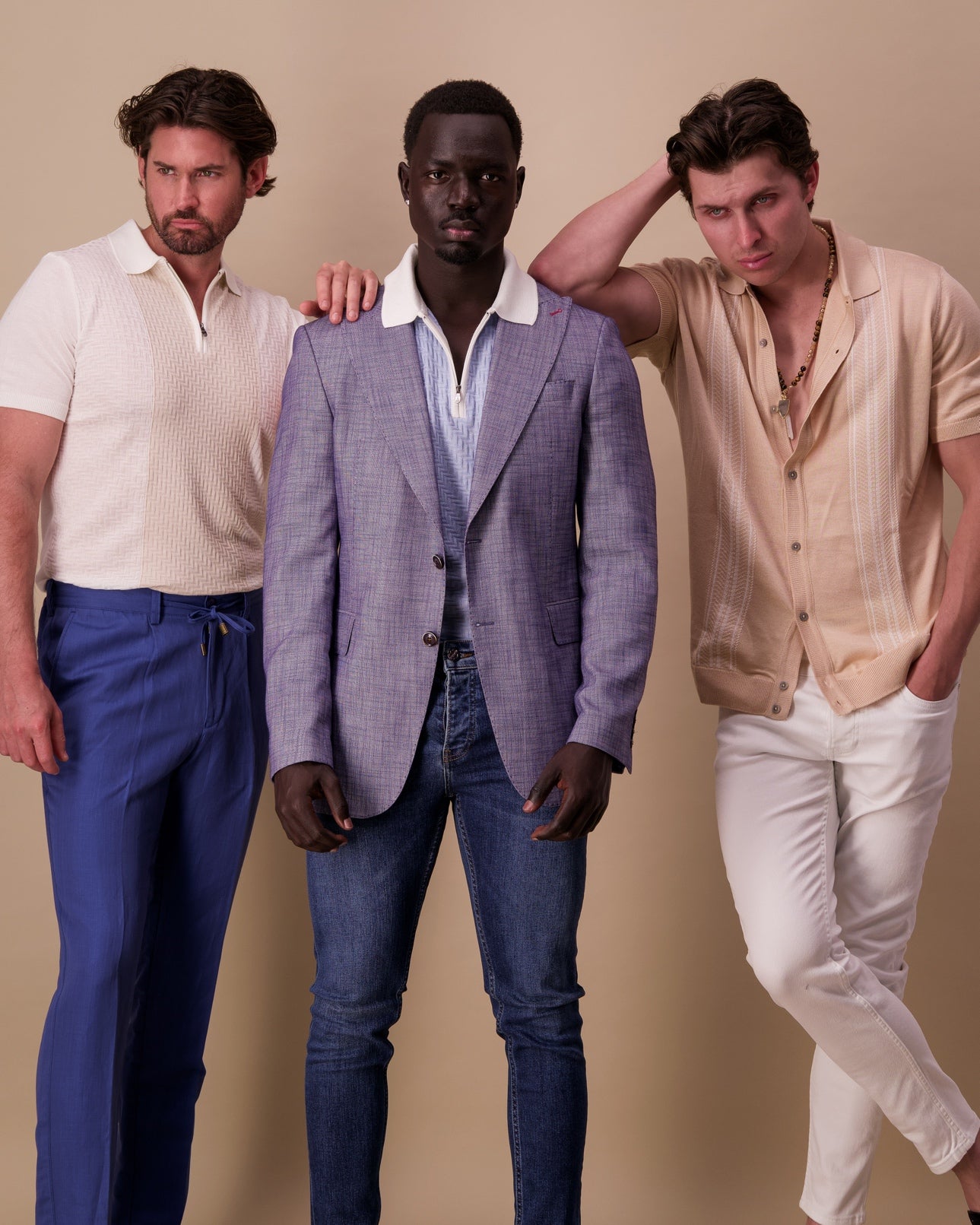 The Santoni Knitted Polo Shirt - Latte