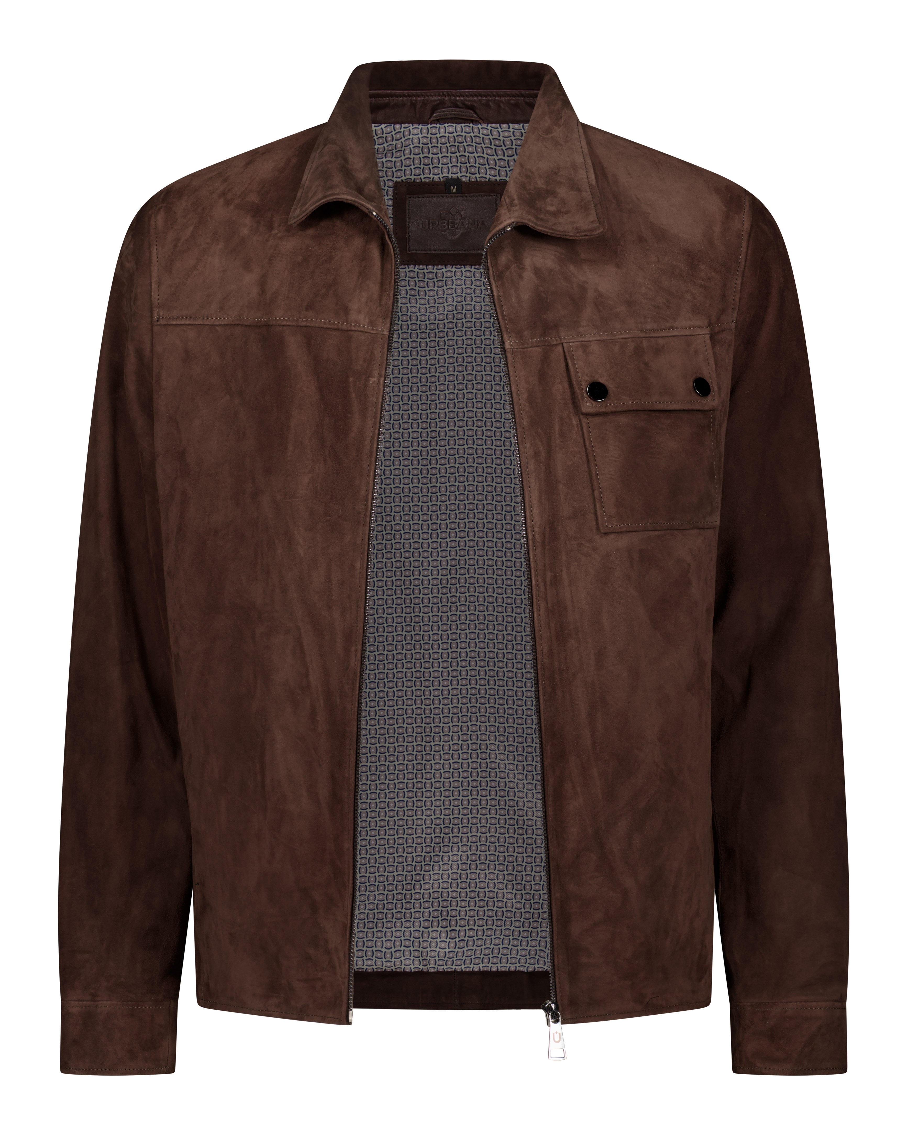 One Pocket Trucker Suede Leather Jacket - Camel - Leather Jacket by Urbbana