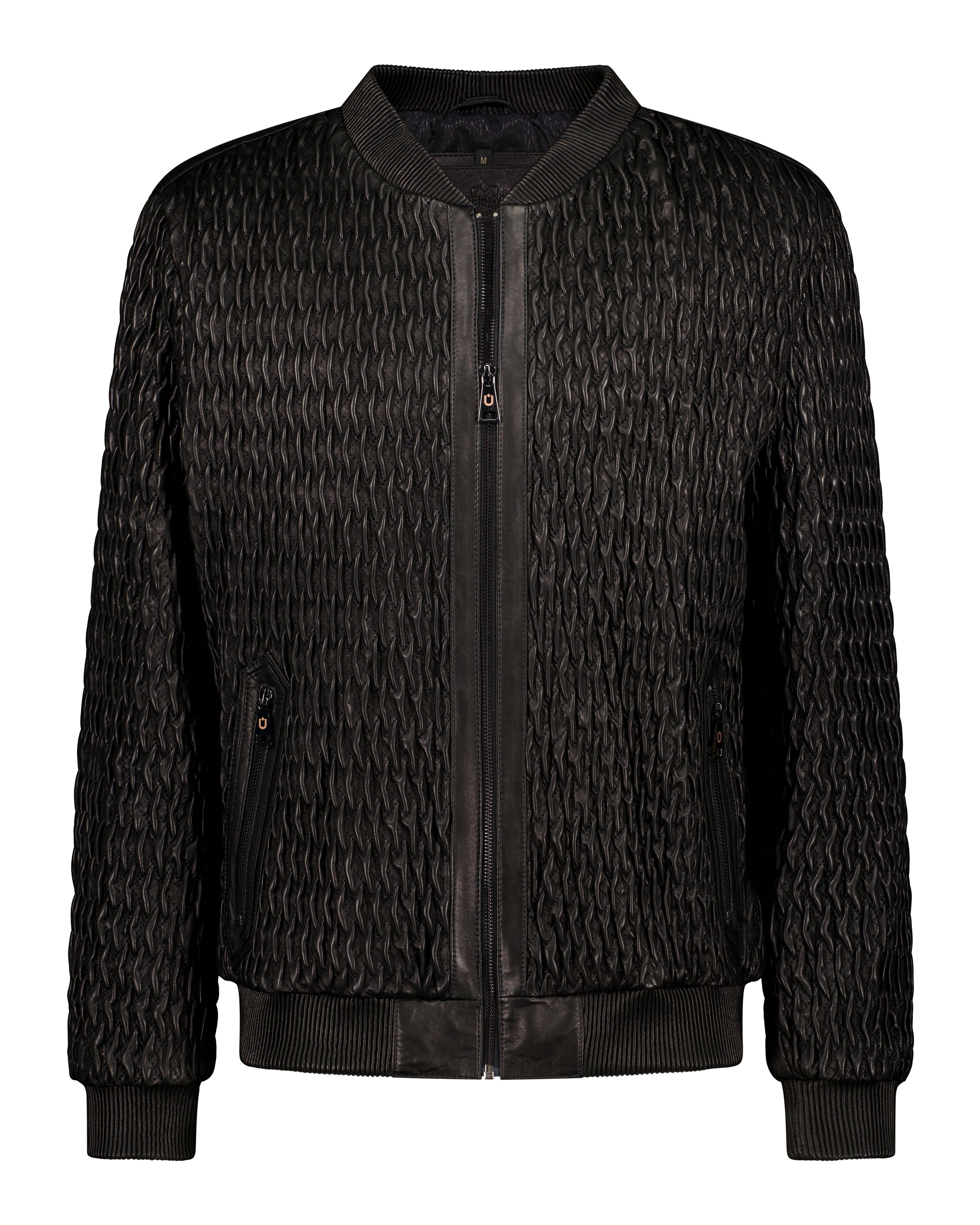 Icon Ruched Leather Bomber - Black - Leather Jacket by Urbbana