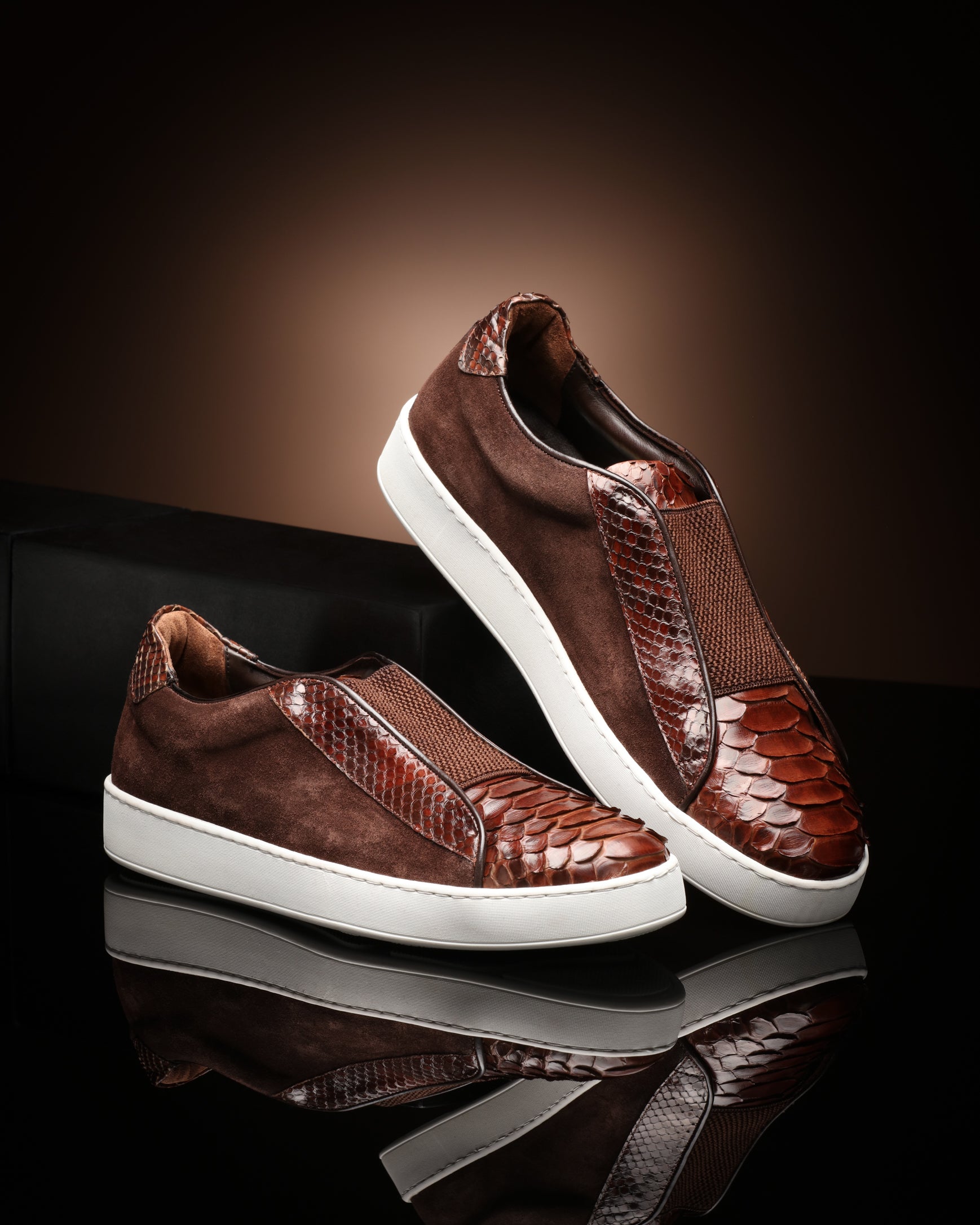 Miguel Python Skin Sneakers - Brown - Sneaker by Urbbana