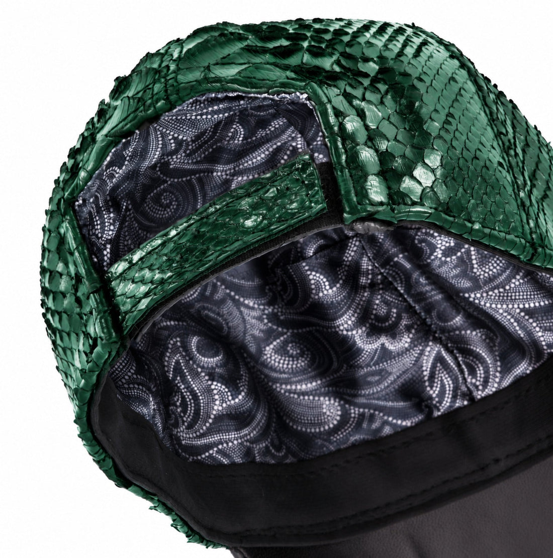 Nuno Python Skin Cap - Emerald Green - View 2 - URBBANA