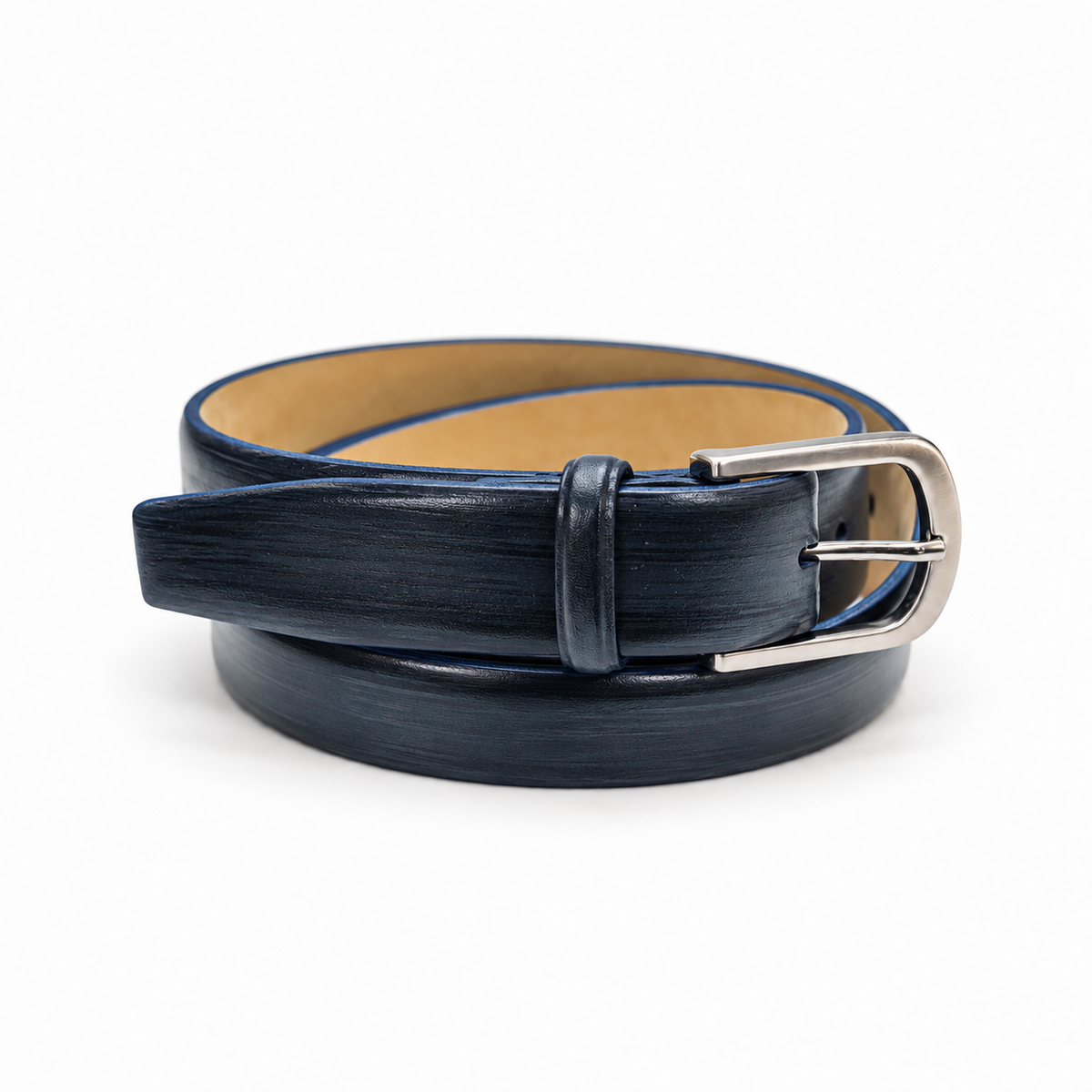 The Patina Belt - Navy Blue — studio product view