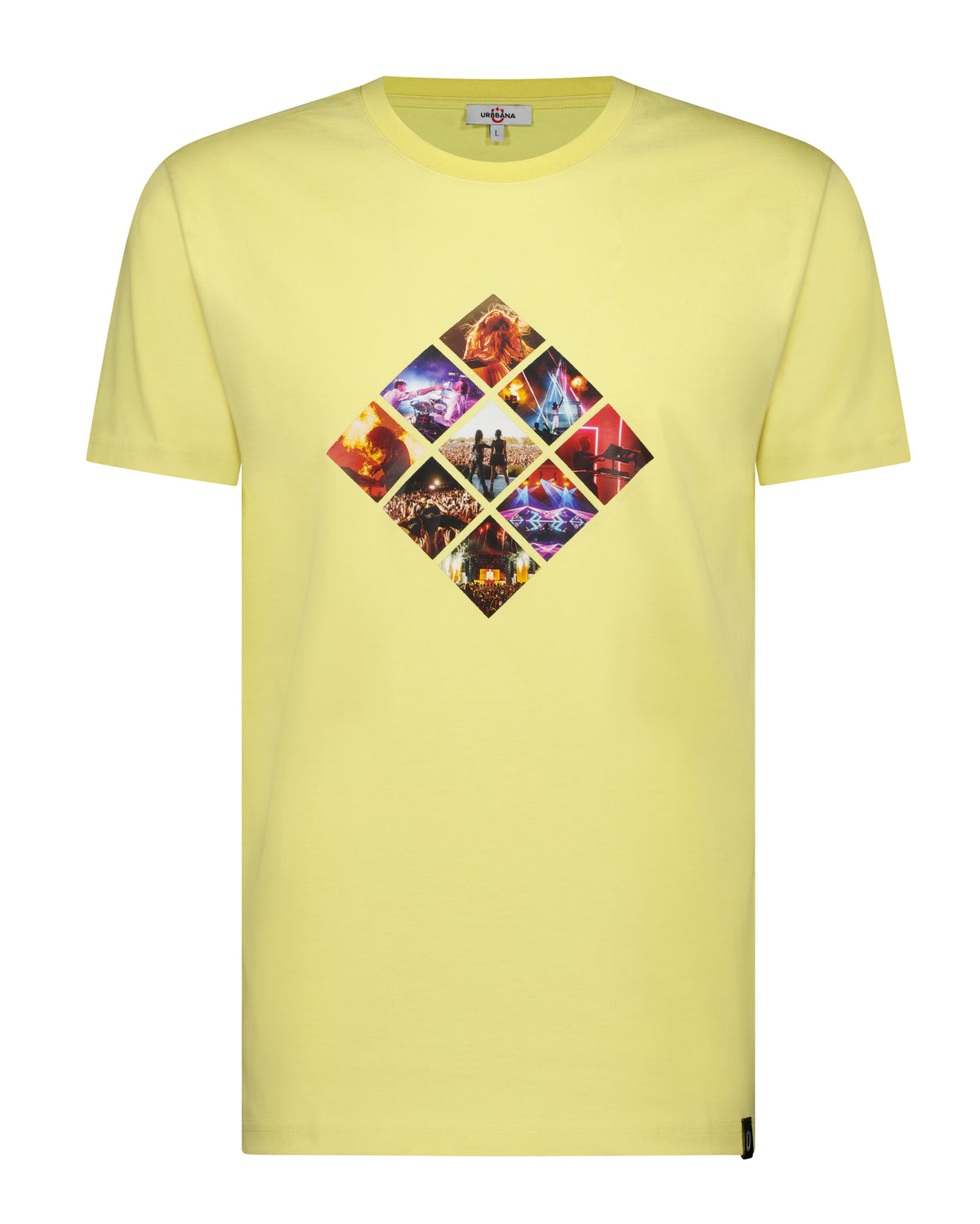 Fine Cotton T-shirt with Music Bands Rubber Print - Yellow - t-shirt by Urbbana