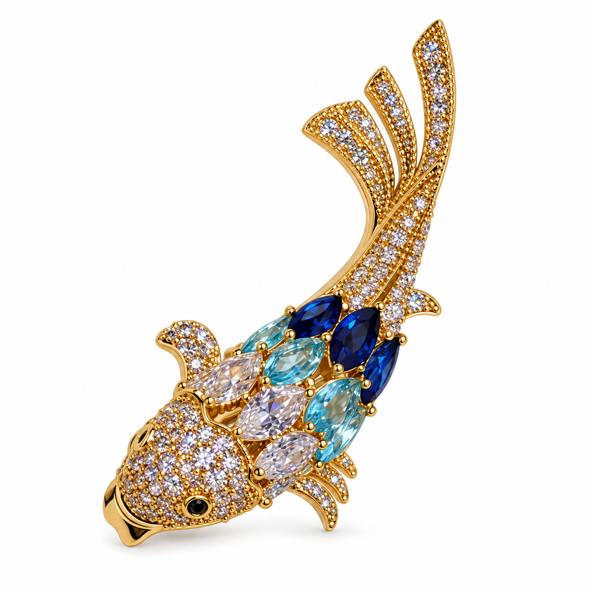 Azure Koi Zircon Lapel Pin