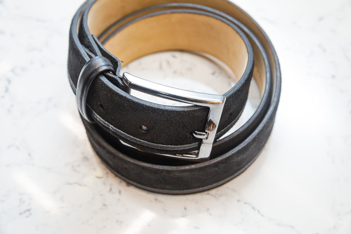 The Ale Black Suede Belt — original alternate angle