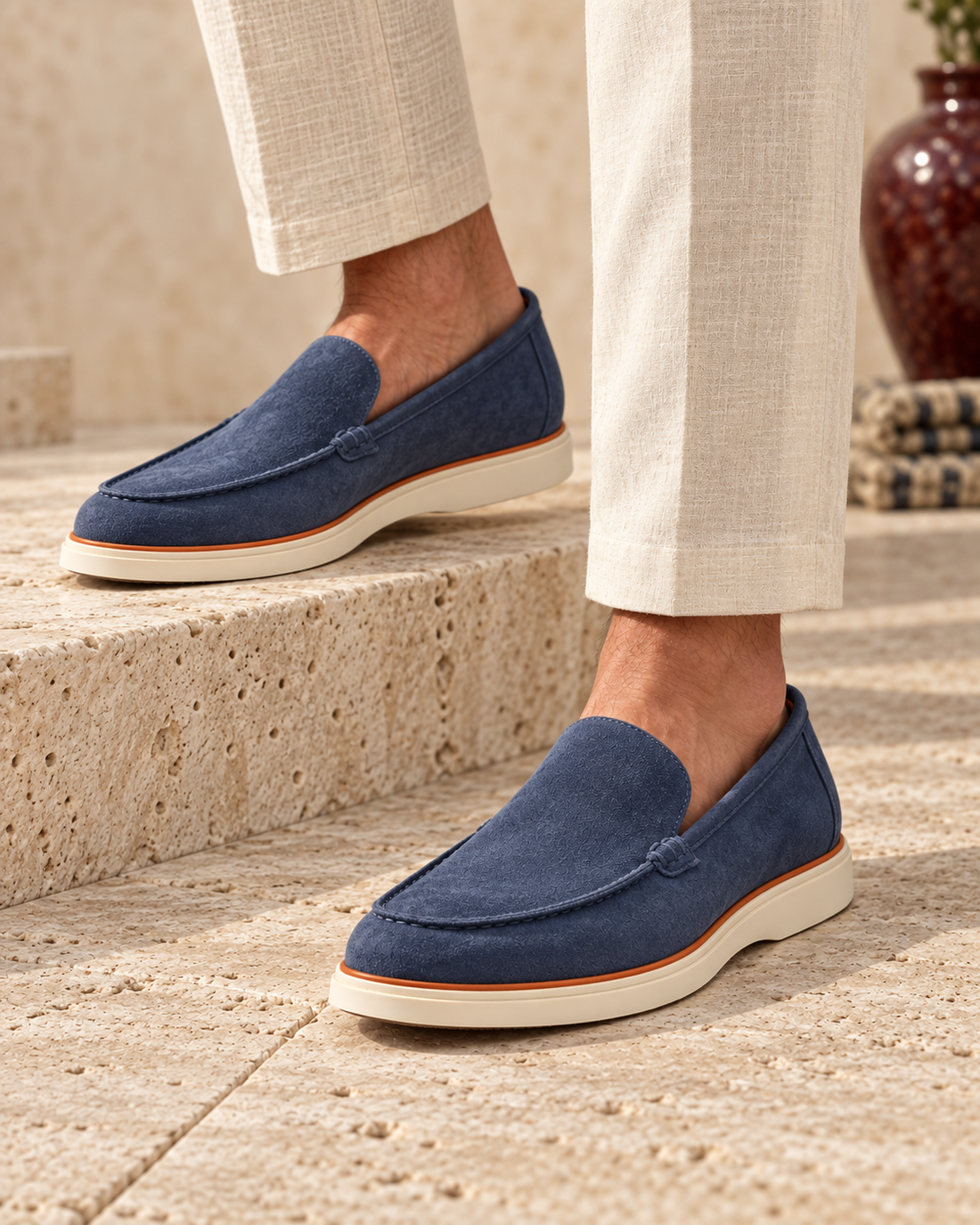 Model-worn Venetian Casual Loafer Blue close-up
