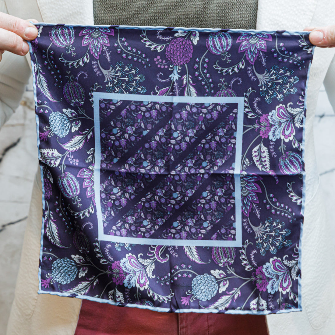 Pocket Square - Purple Blooms - URBBANA Pocket Square Collection