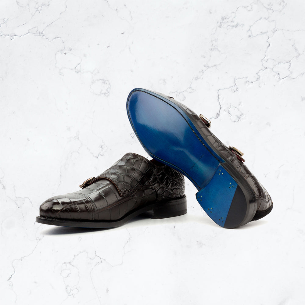 Genuine Aligator Double Monk - Dress I - Elegant Footwear
