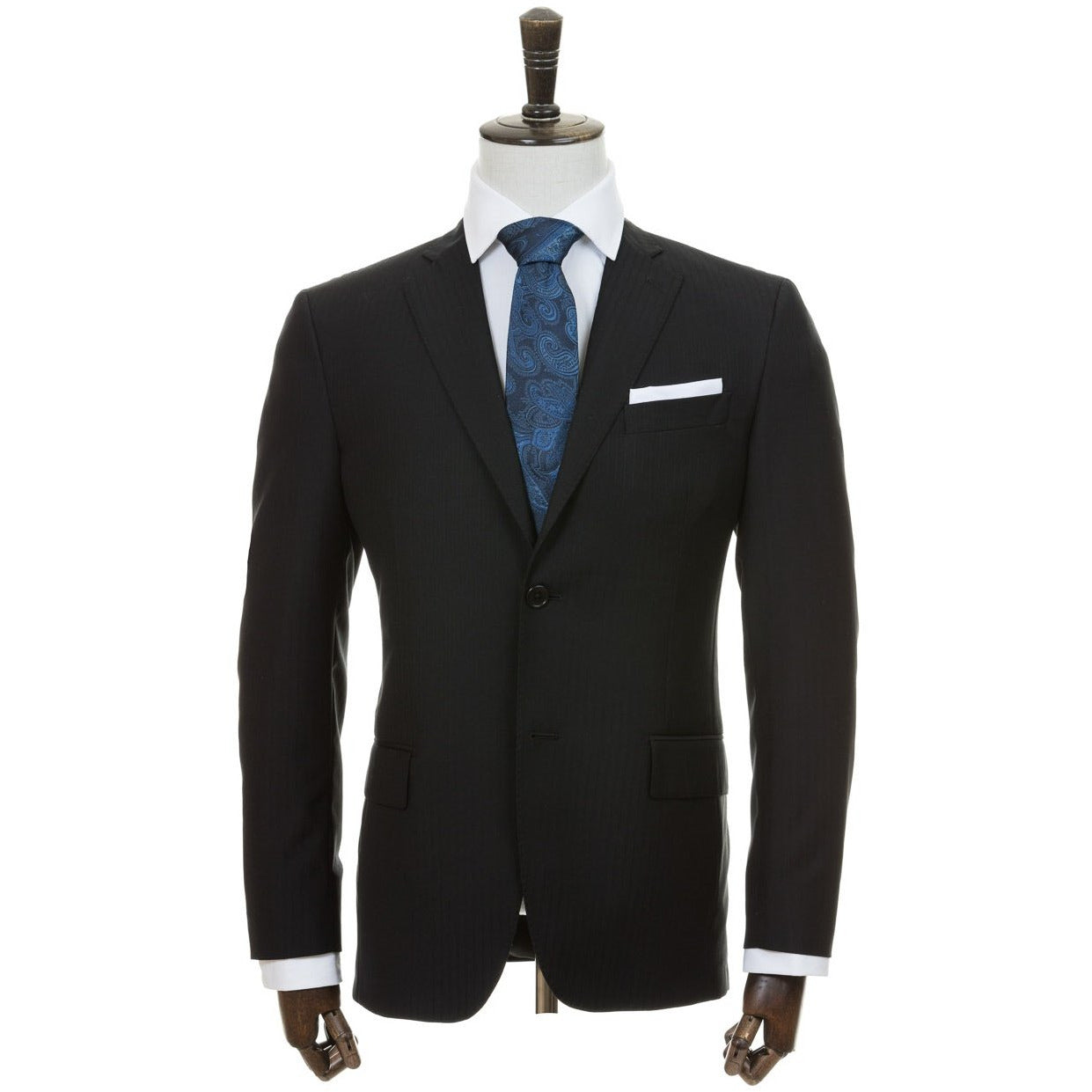 Zegna Cloth - Black Self Stripe Suit - Suit by Urbbana