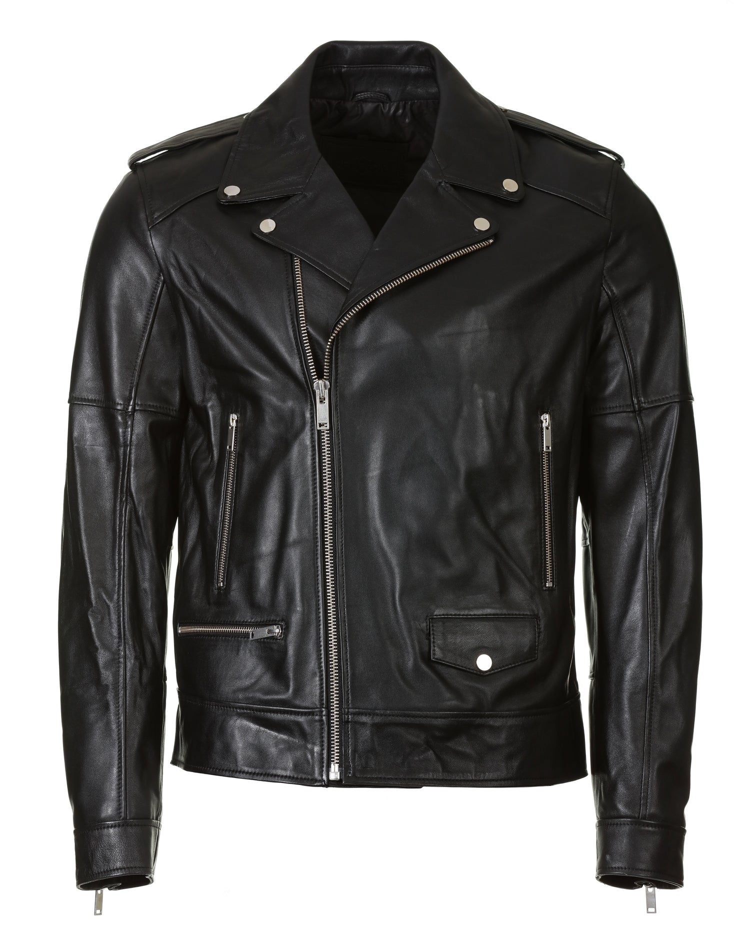 Biker Leather Jacket - Black - Leather Jacket by Urbbana