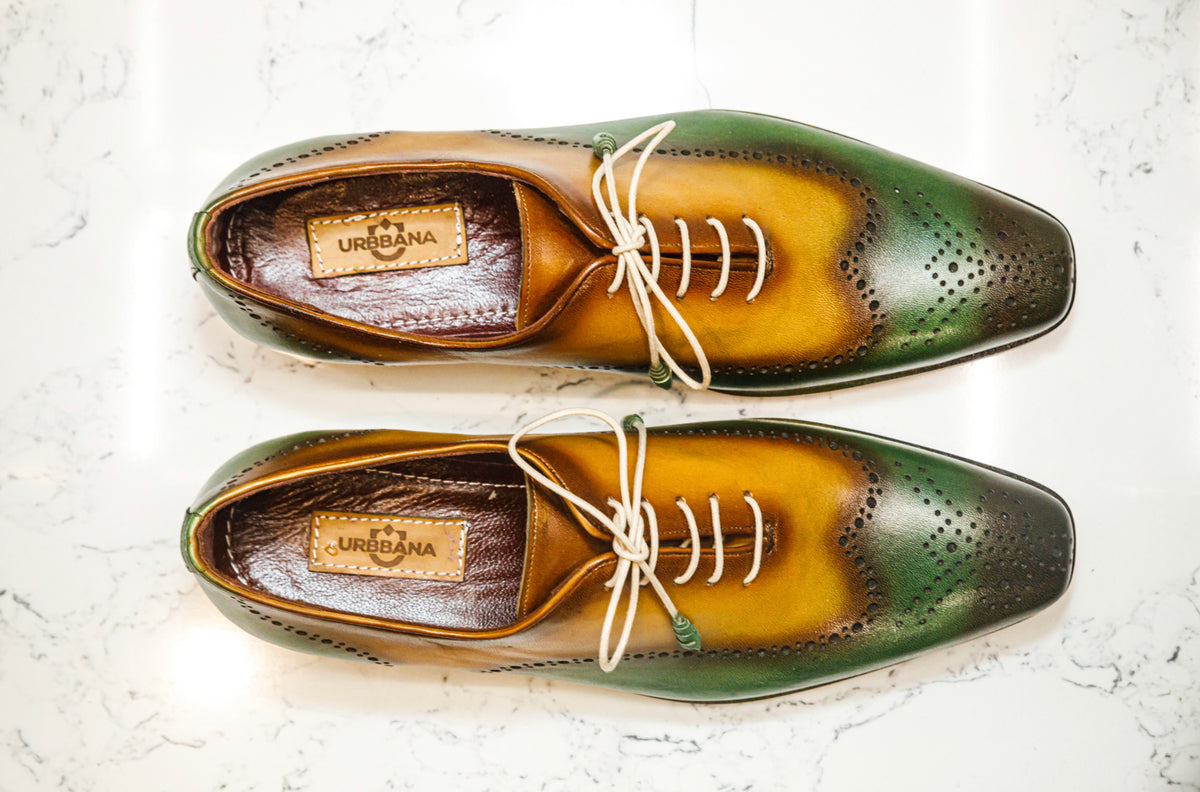 The Havana Patina Brogues - Green & Gold - Brogues by Urbbana