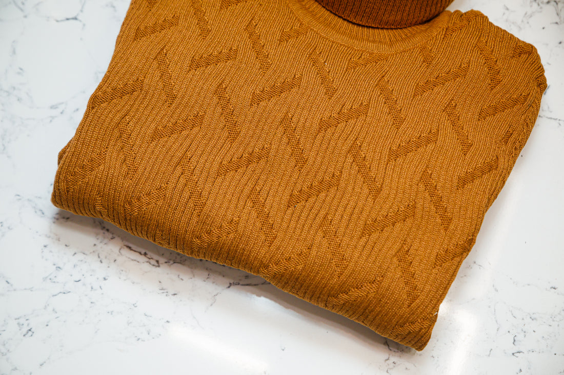 Abstract Knit Turtleneck Sweater - Tan - Sweater by Urbbana