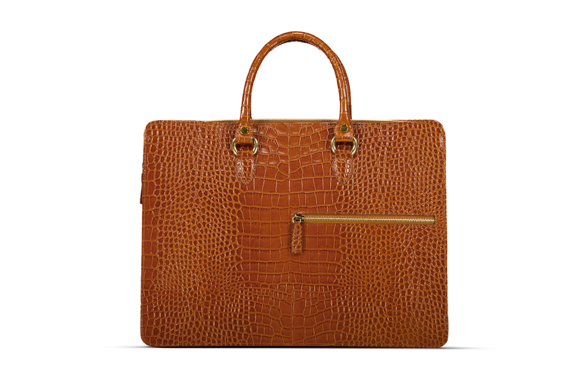 The Luna Briefcase - Cognac Tan - URBBANA Bag Collection