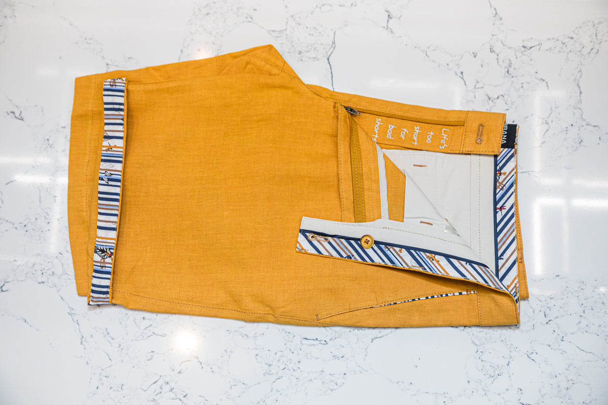 The Nuno Linen Shorts - Yellow - by Urbbana