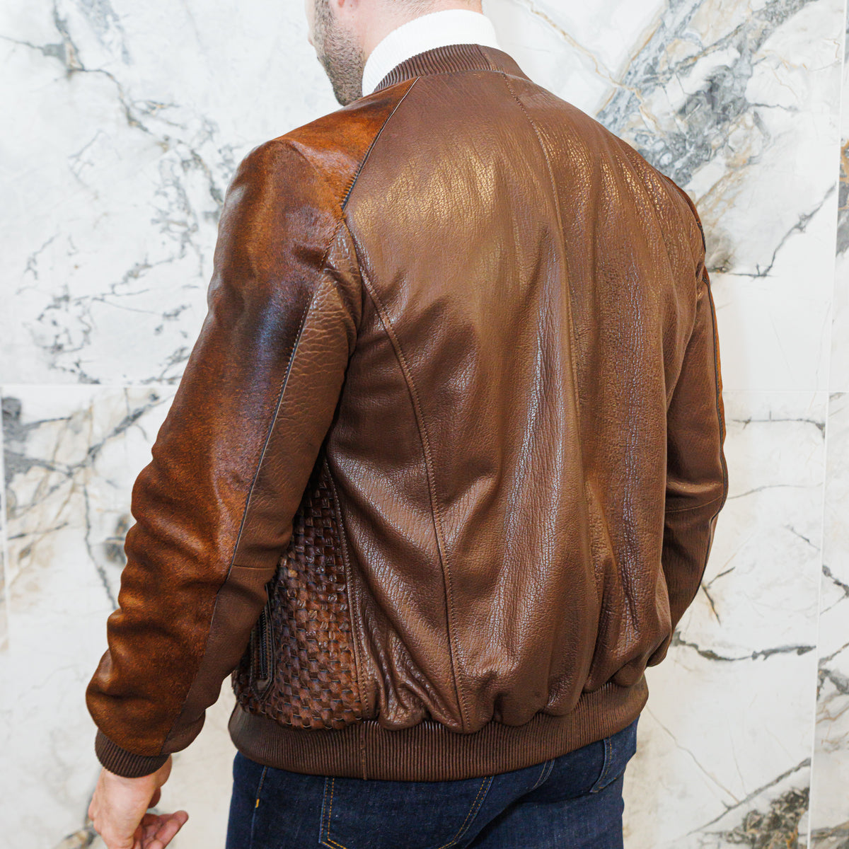 Horsehair Leather Jacket - Cognac Brown - Leather Jacket by Urbbana