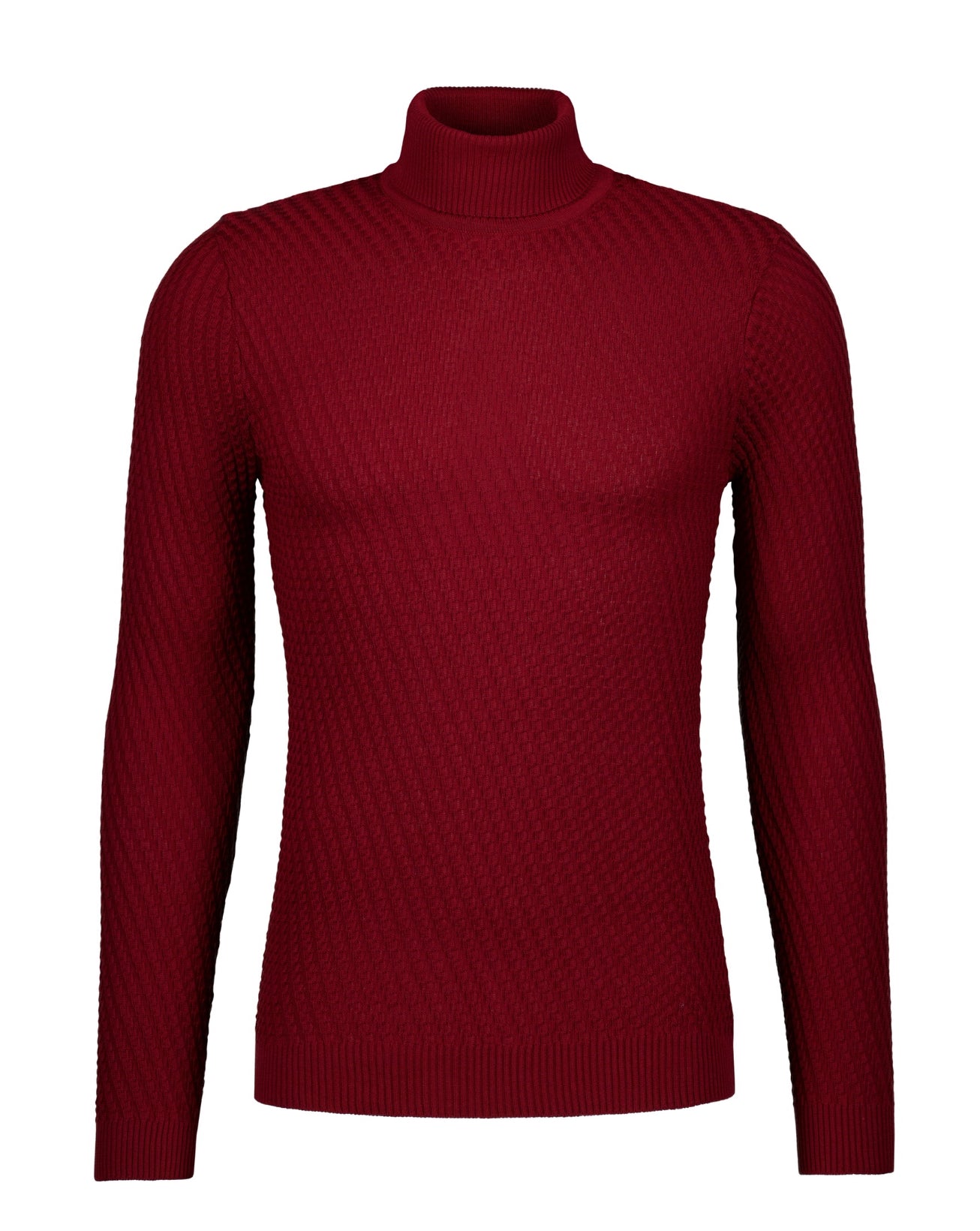 Textured Knit Turtleneck Sweater - Red - Sweater by Urbbana