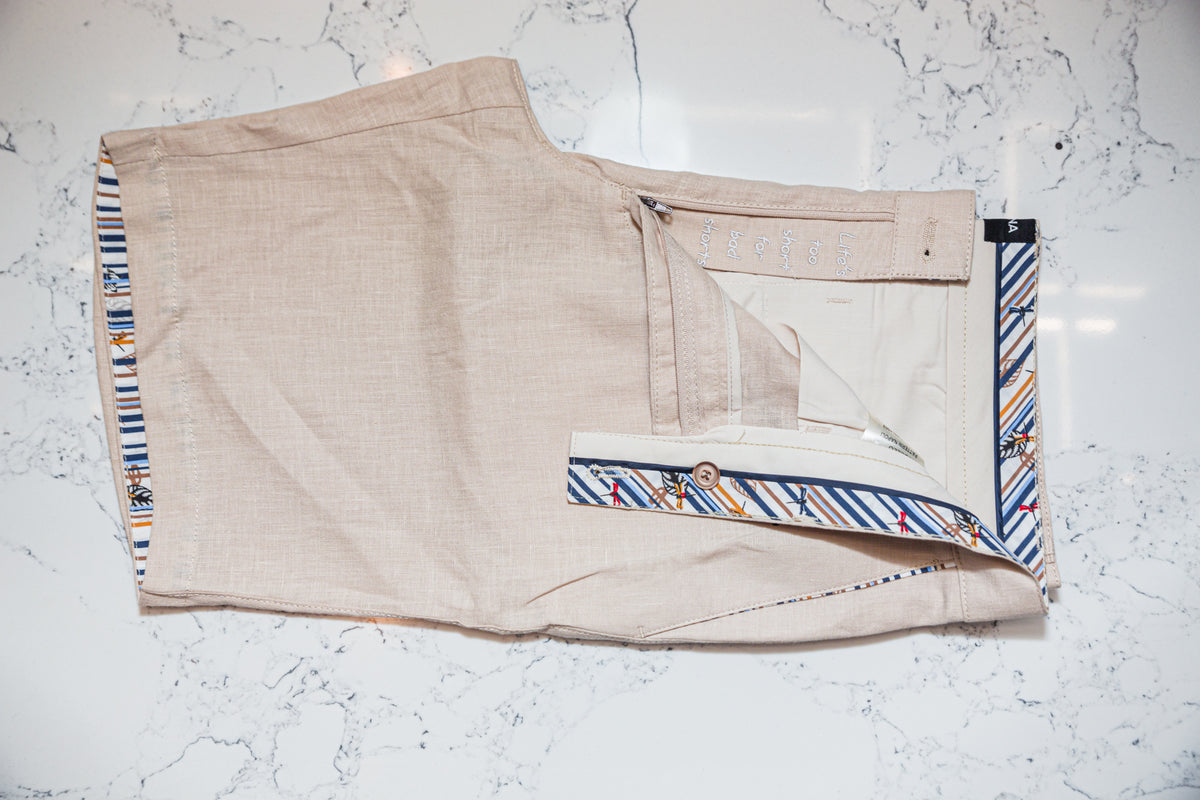 The Nuno Linen Shorts - Beige - by Urbbana