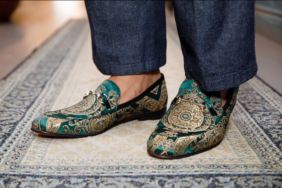 The Baroque Loafers - Green - Loafers by Urbbana