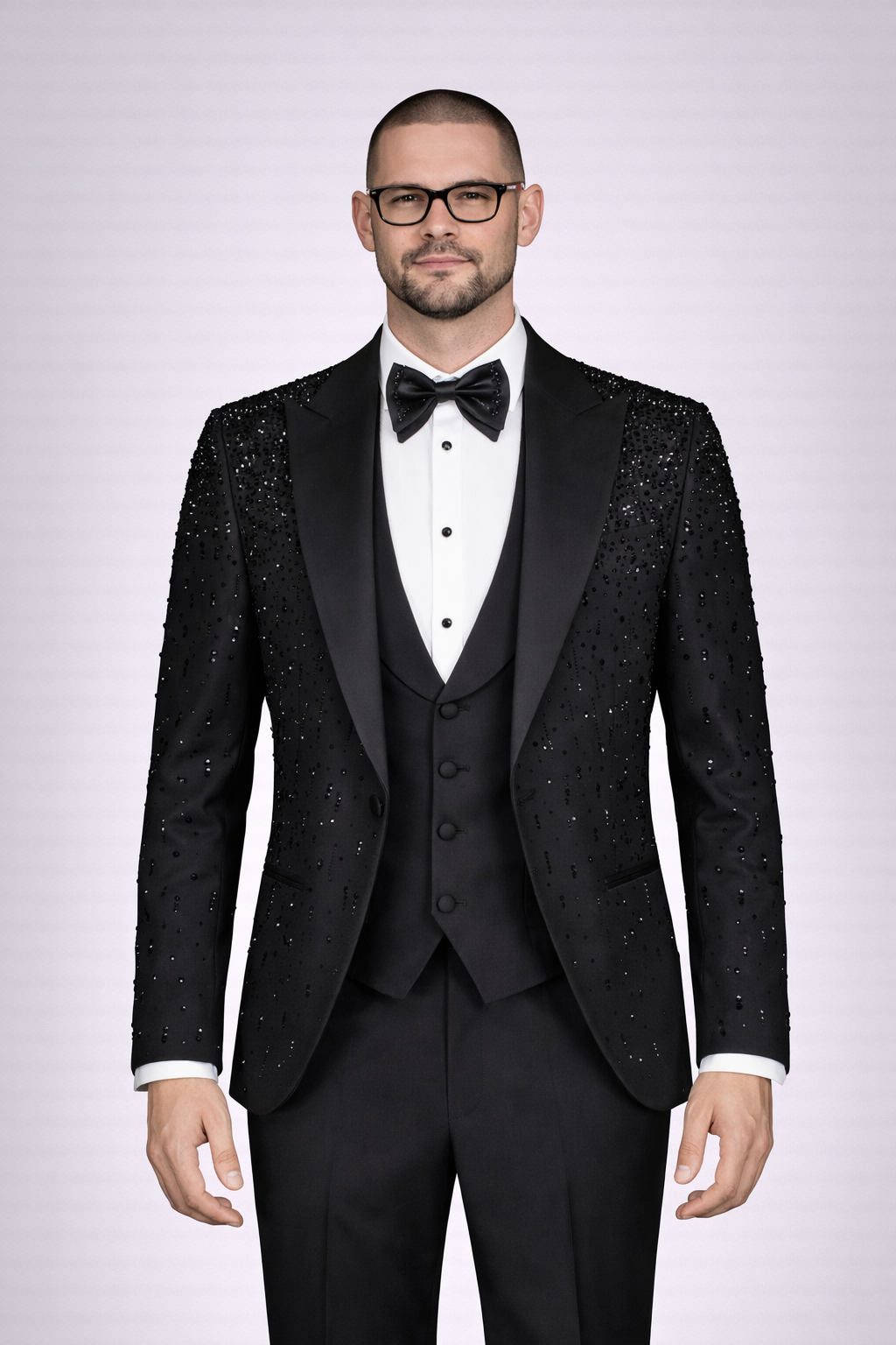 The Roc Noir Ceremonial 3pc Suit - Black beaded