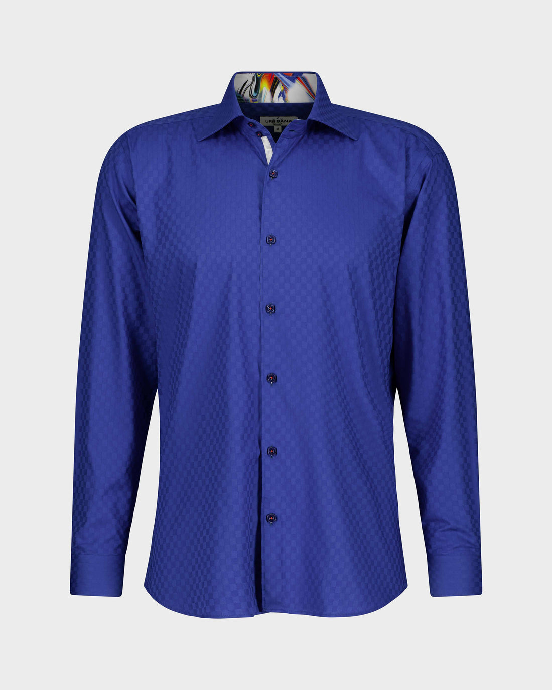 Majorelle blue jacquard check shirt