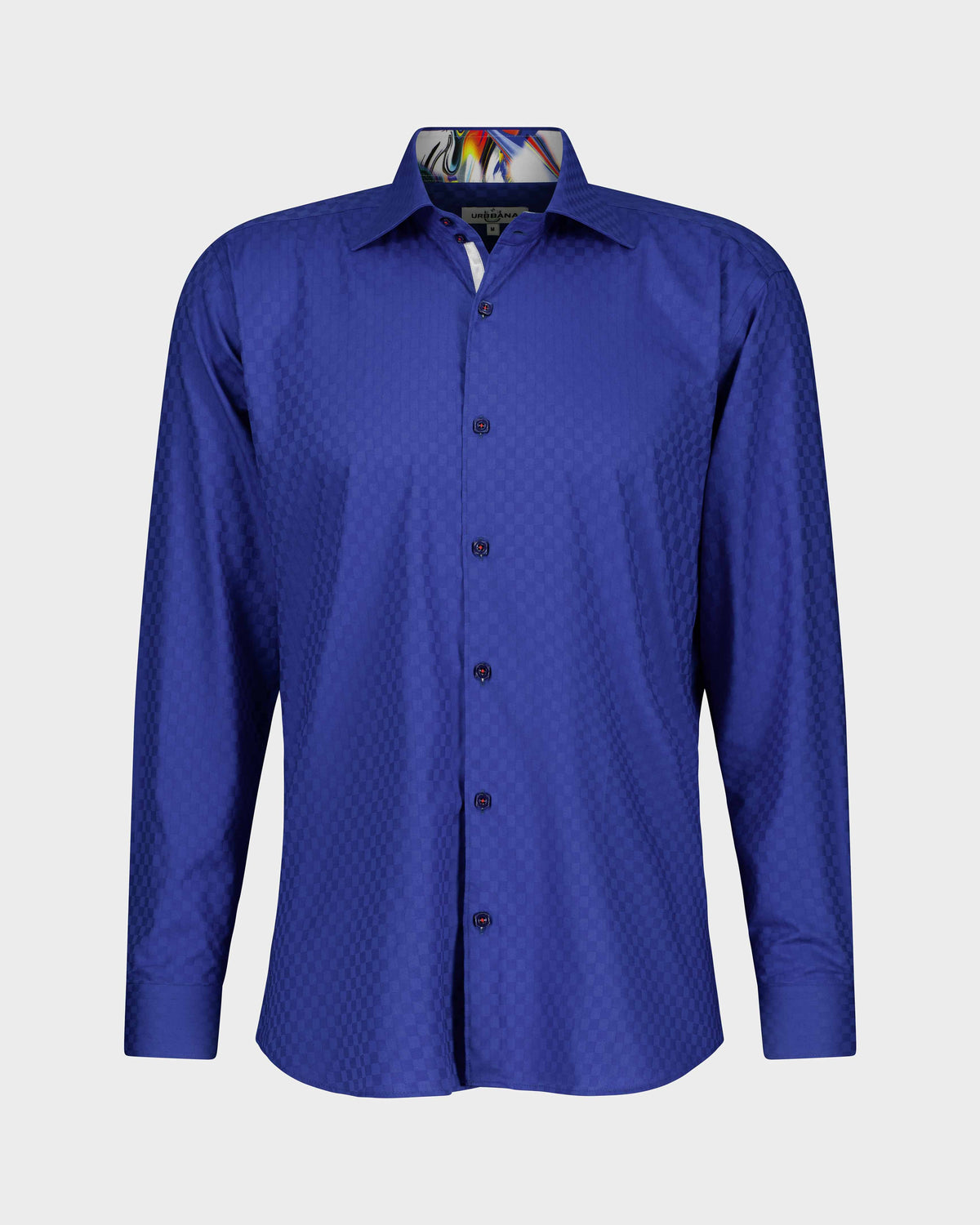Majorelle blue jacquard check shirt