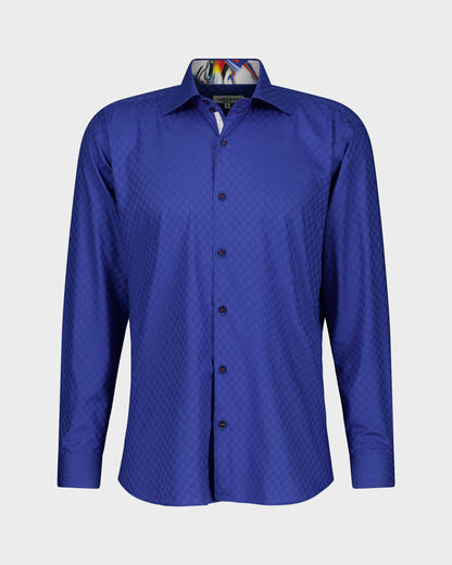 Majorelle blue jacquard check shirt