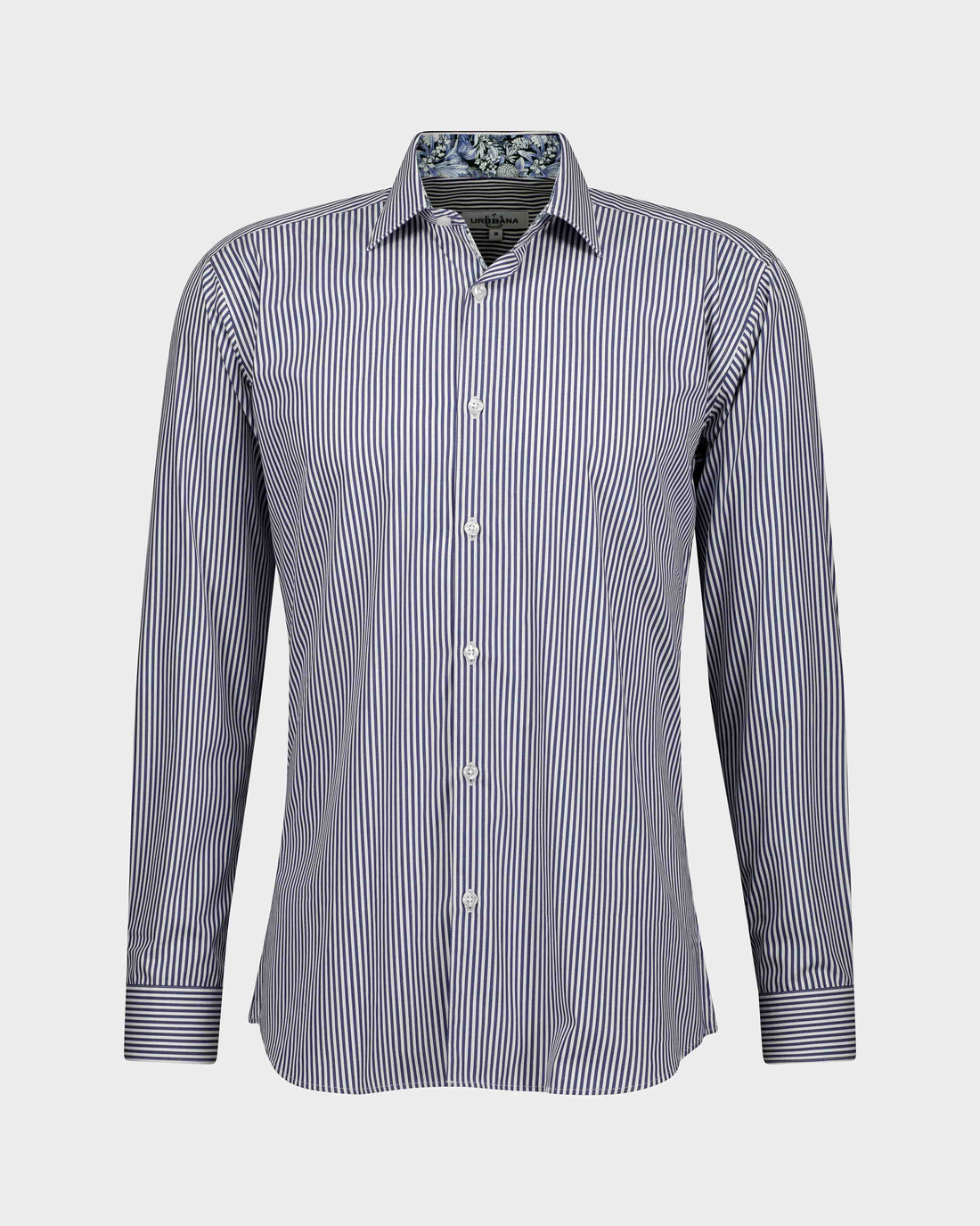 Casual white shirt with elegant blue stripe pattern