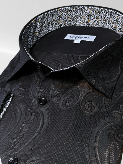 Jacquard Damask Shirt - Black
