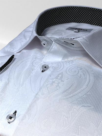Jacquard Damask Shirt - White