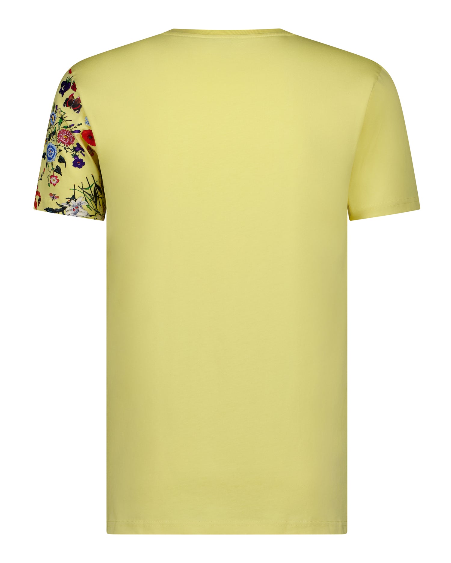 Fine Cotton T-shirt with Shoulder Floral Print - Yellow - t-shirt by Urbbana