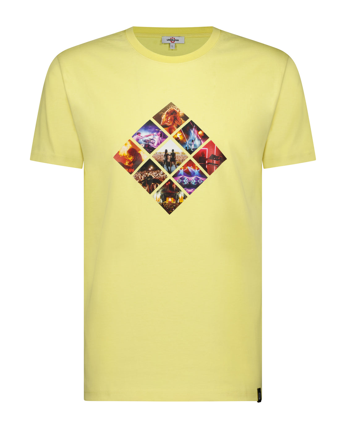 Fine Cotton T-shirt with Music Bands Rubber Print - Yellow