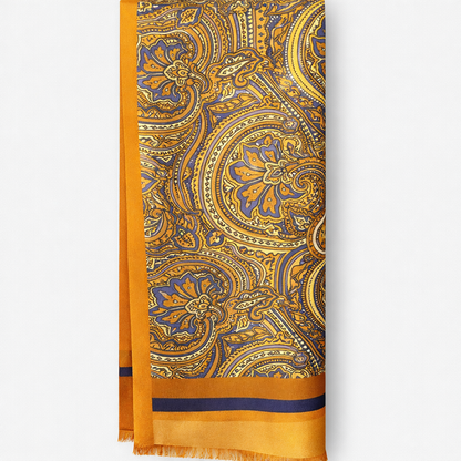 The Florence Silk Scarf - Gold &amp; Navy