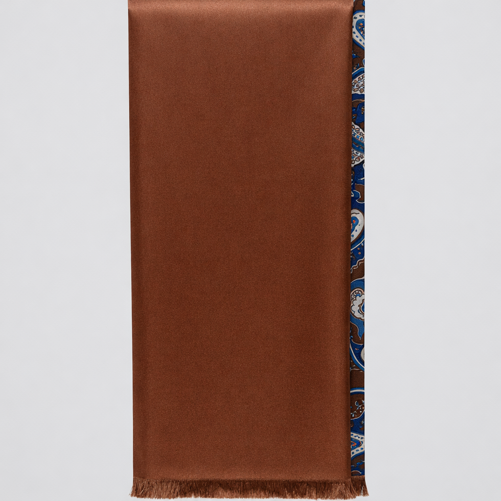 The Florence Silk Scarf - Brown &amp; Blue