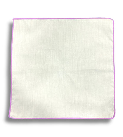 Pocket Square - White &amp; Pink Trim