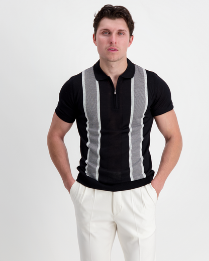 The Armando Knitted Polo Shirt - Black