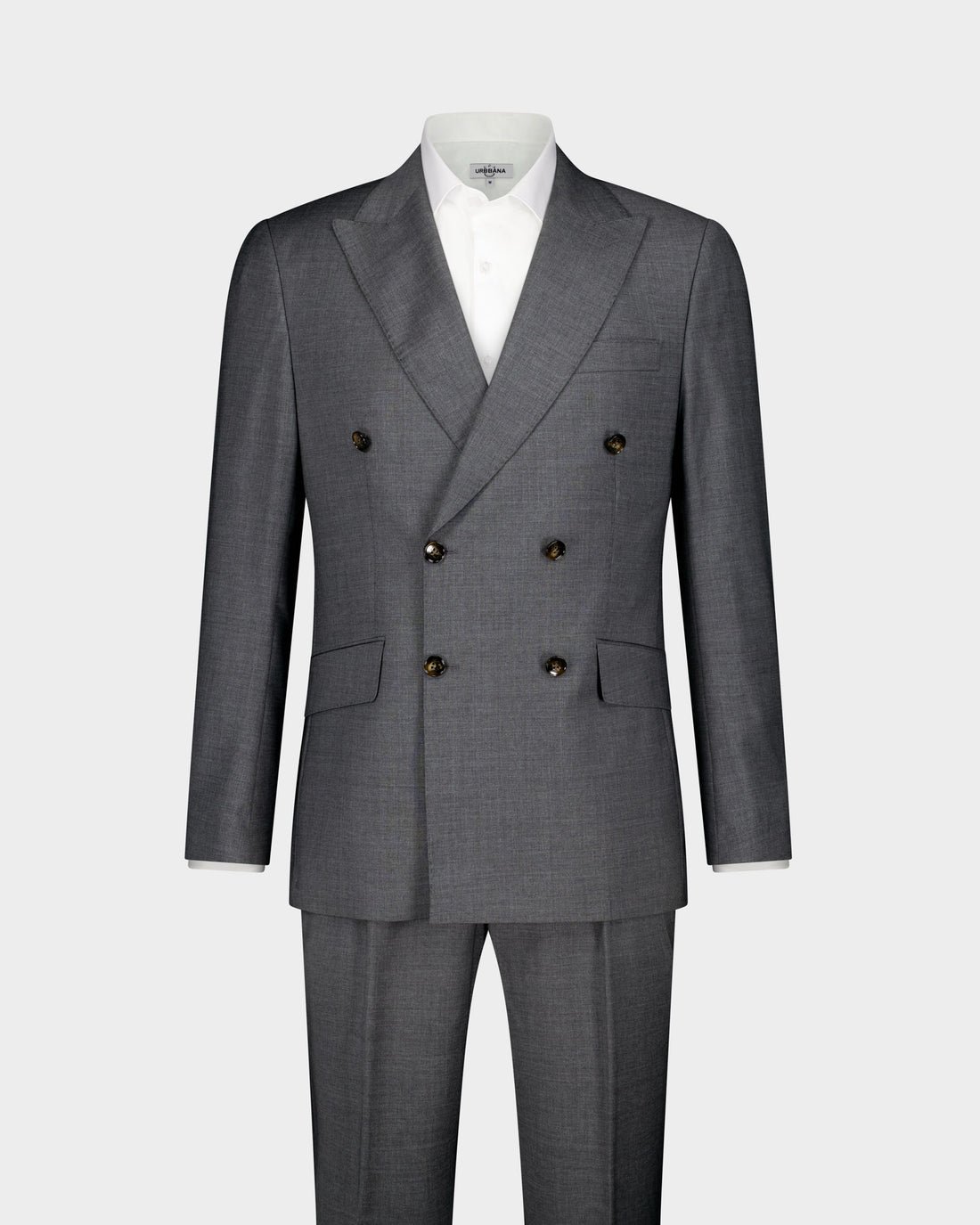 Pewter Double Breasted Suit - Charcoal Grey