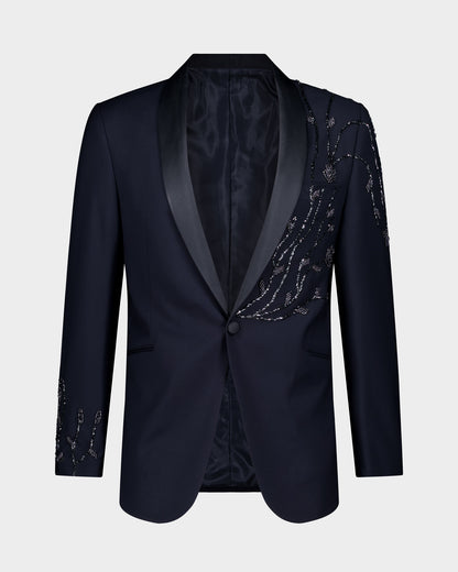 The Basseton Ceremonial 3pc Suit - Midnight Navy/Beaded