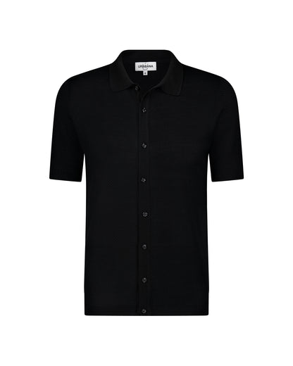 The Sonny Knitted Polo Shirt - Black