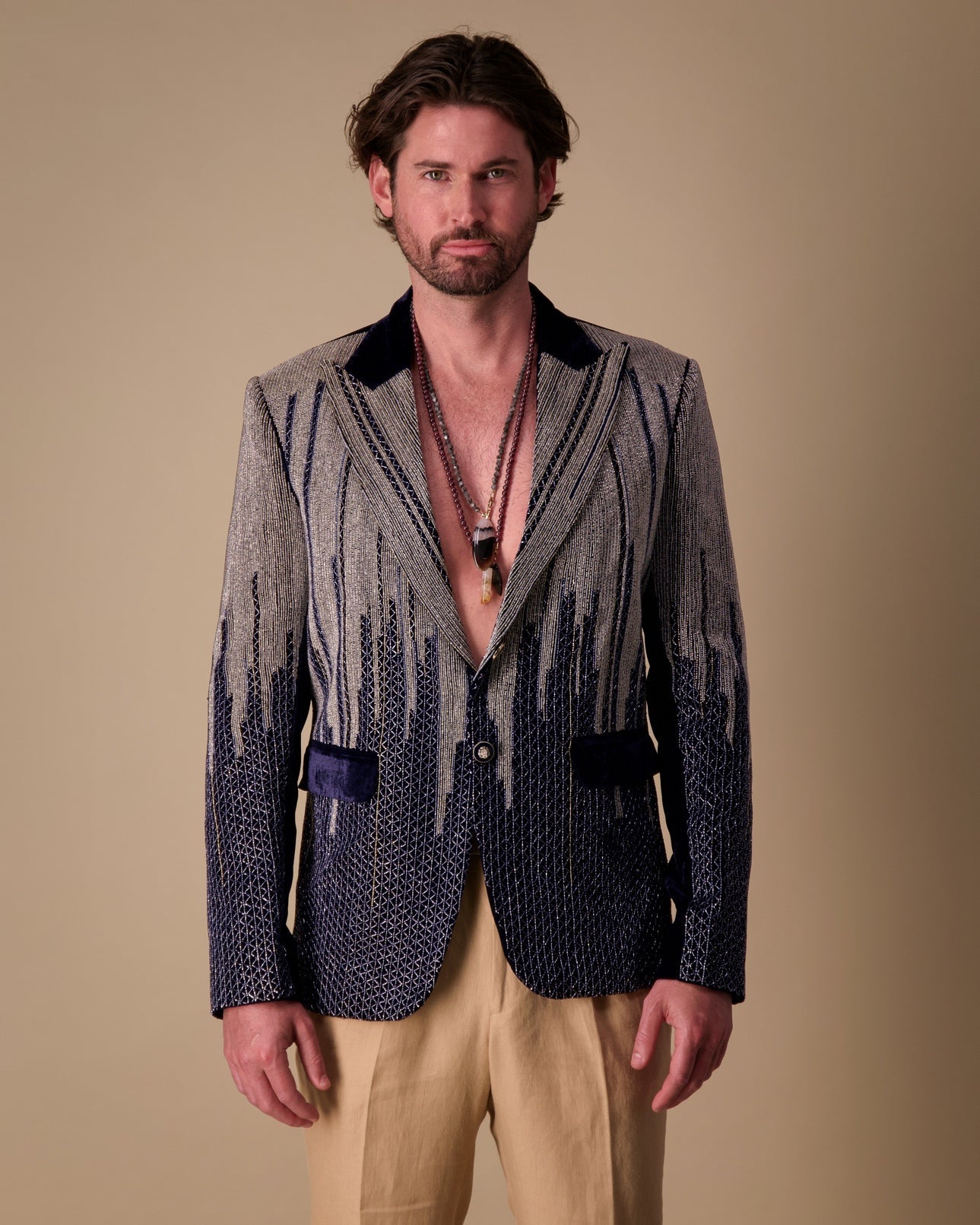 Inception Crystal Beaded Ceremony - Jacket Black