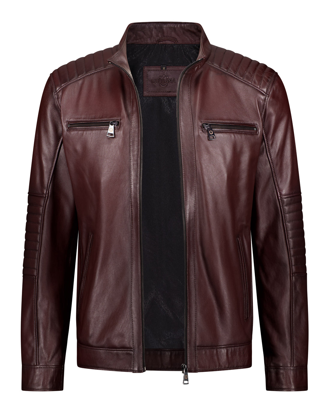 Cafe Racer Leather Jacket - Rich Mahogany